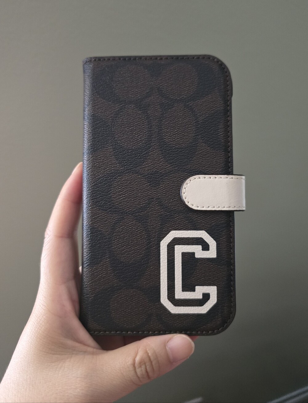 Coach Signature C monogram varsity iphone 13pro folio case